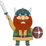 Viking With Sword And Wooden Shield Clipart